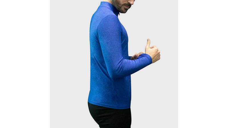 Polera Dry Fit Hw Manga Larga Stone Blue